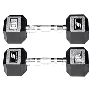 Amazon Brand Symactive Rubber Coated Hex Fixed Dumbbells Set of 2 10kg product image